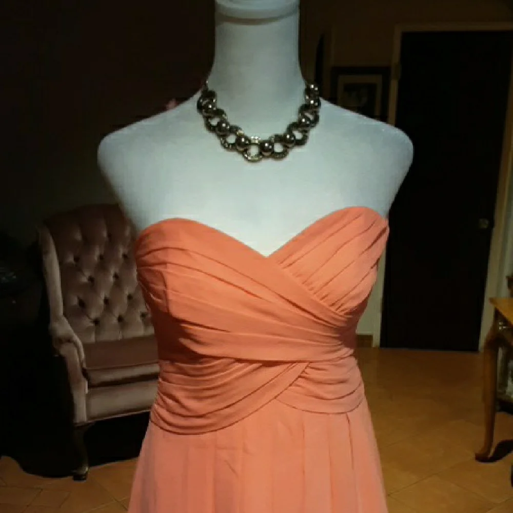David's Bridal Strapless Coral Dress - Picture 5 of 15